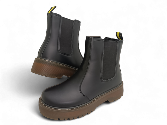 Botín negro de suela gruesa