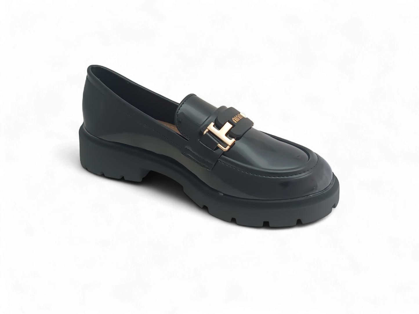 Mocasines Negros Charol con Herraje Dorado