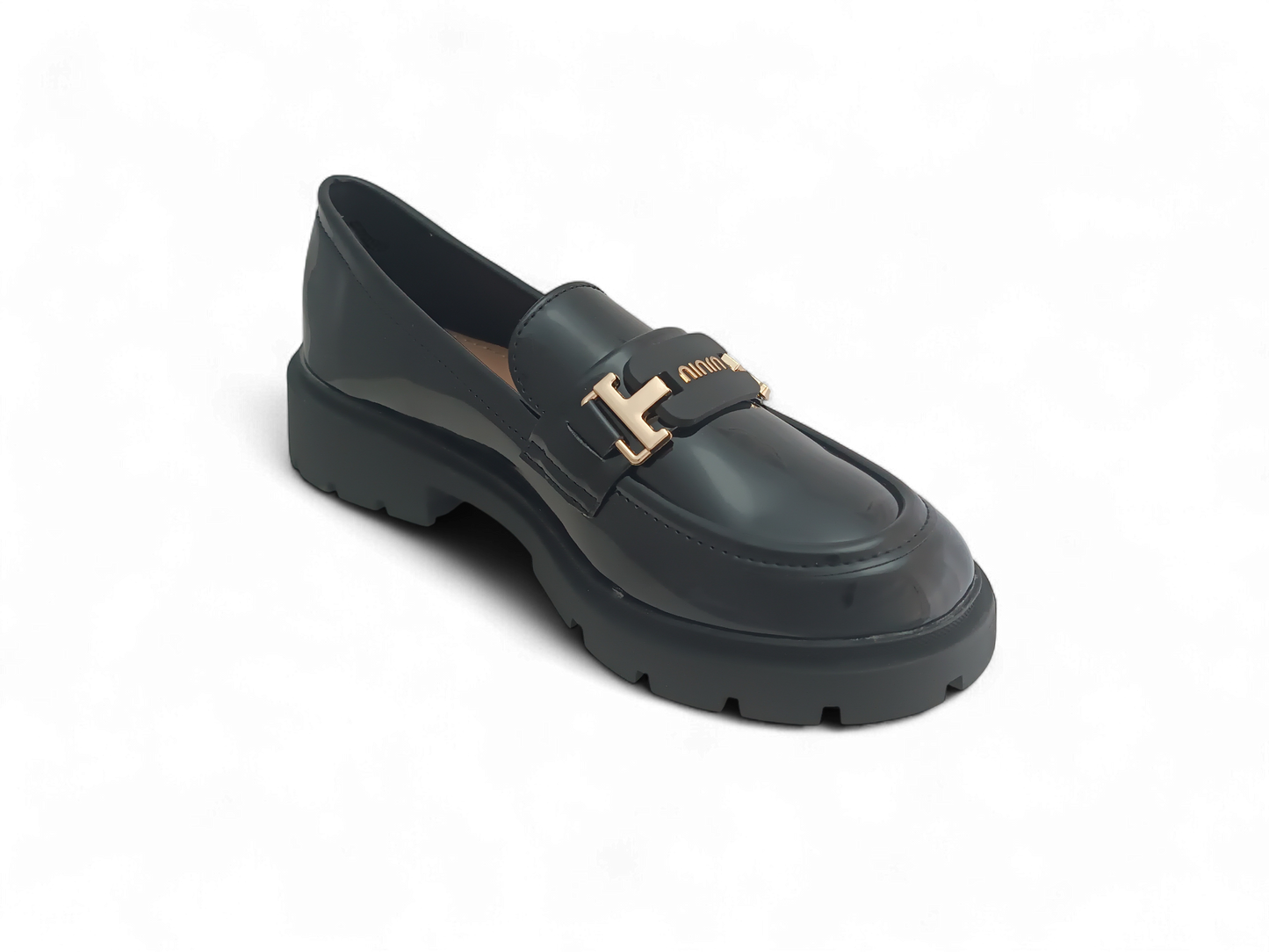Mocasines Negros Charol con Herraje Dorado