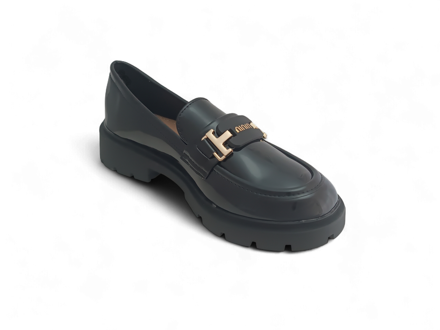 Mocasines Negros Charol con Herraje Dorado