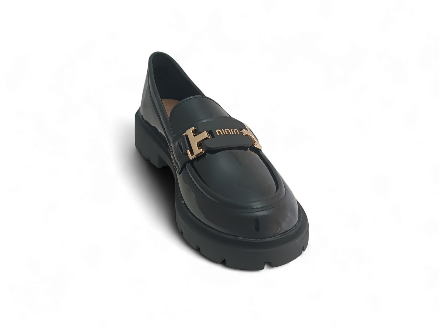 Mocasines Negros Charol con Herraje Dorado