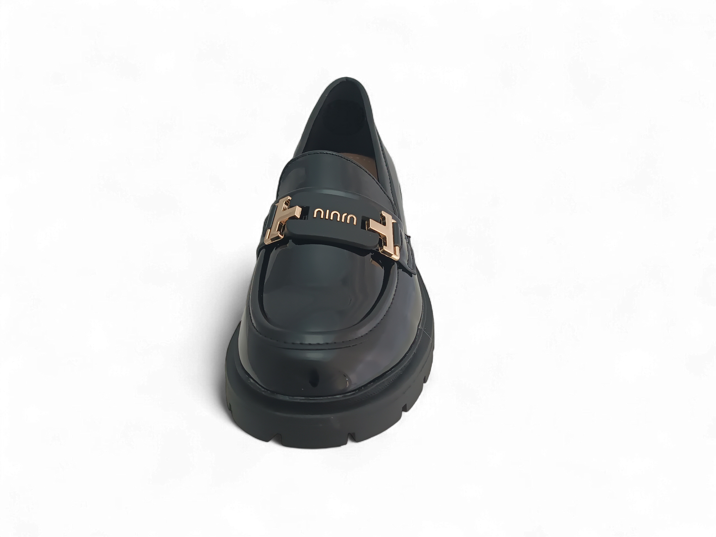 Mocasines Negros Charol con Herraje Dorado