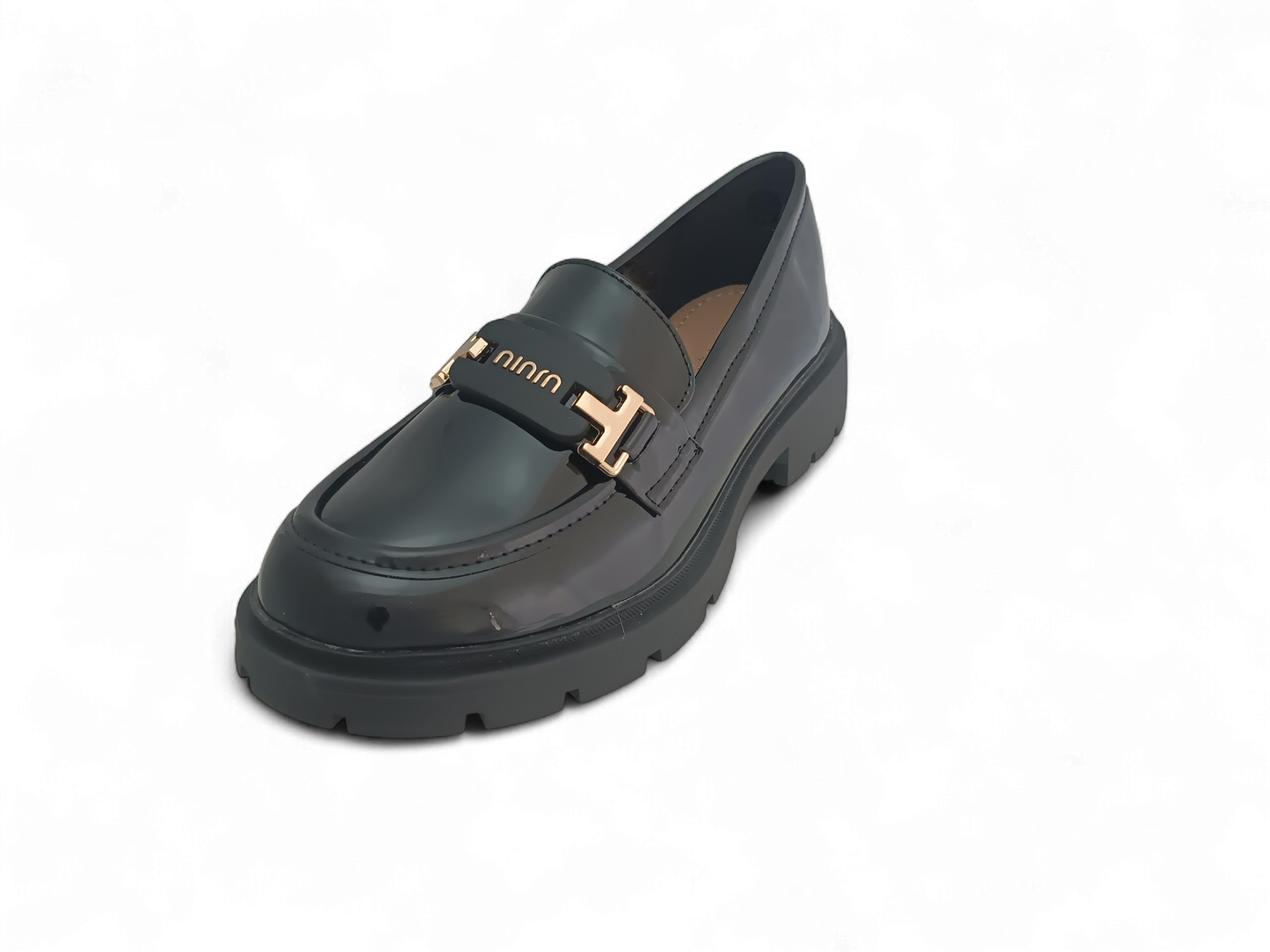 Mocasines Negros Charol con Herraje Dorado