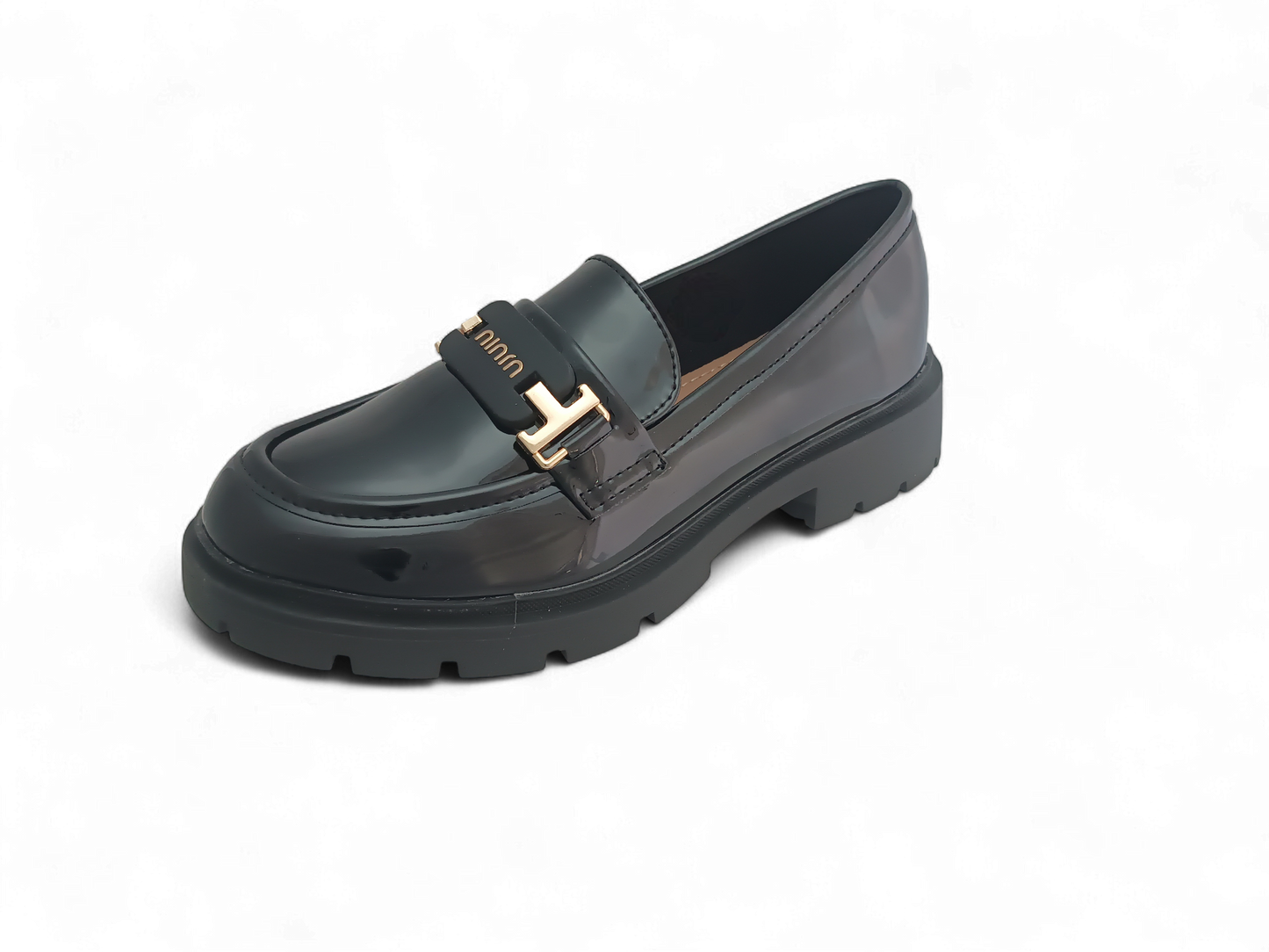 Mocasines Negros Charol con Herraje Dorado