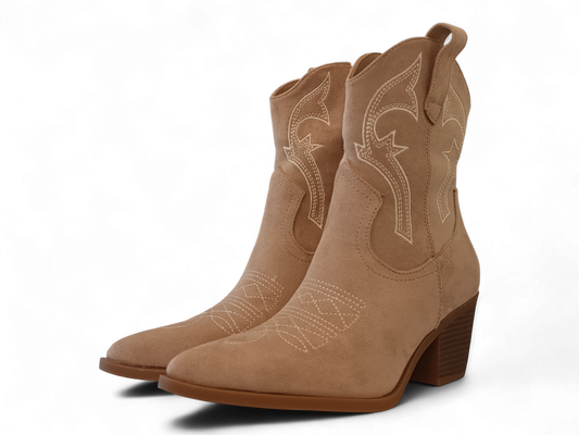 Botín cowboy beige